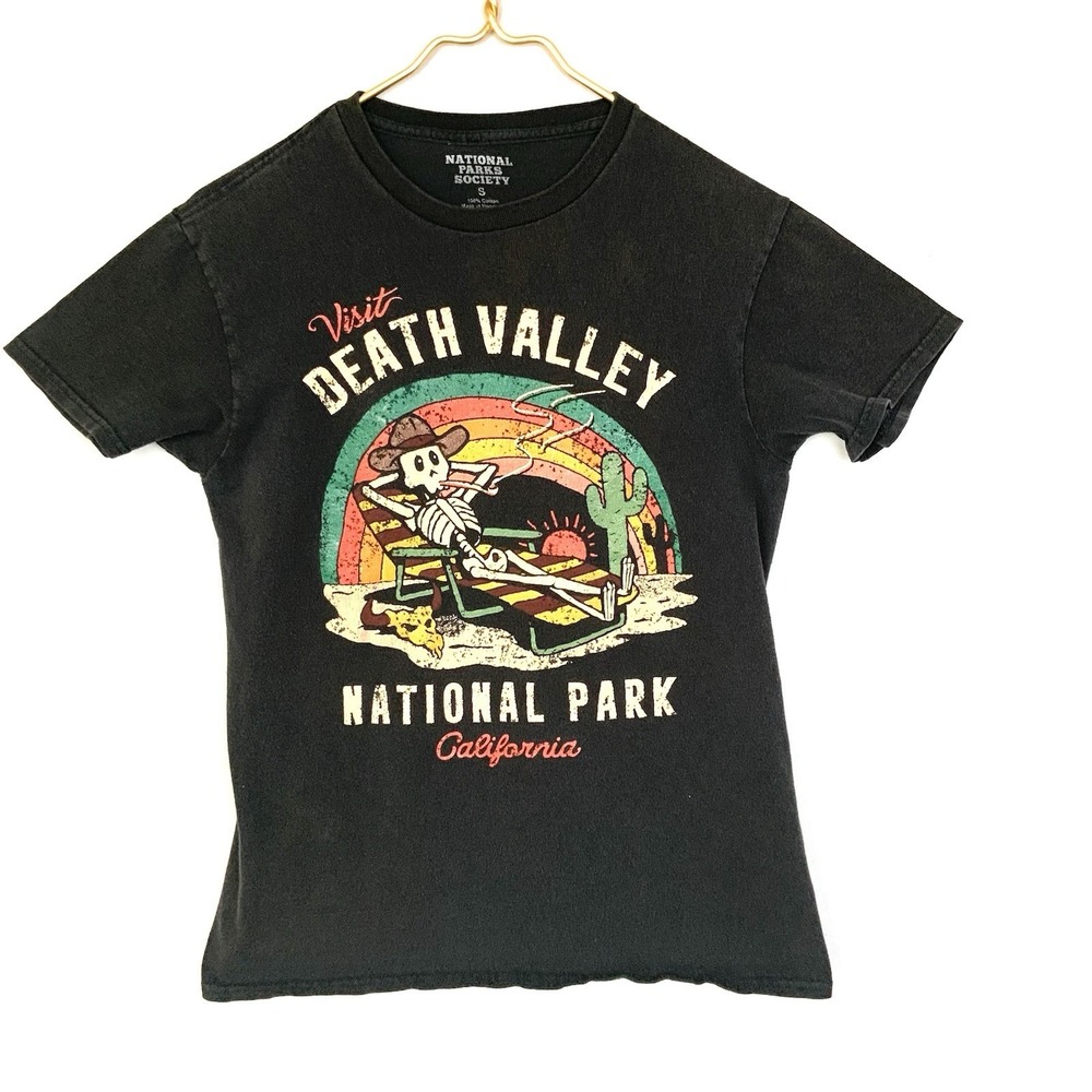 National Parks Society Sz Small Death Valley California Skeleton Black T-Shirt